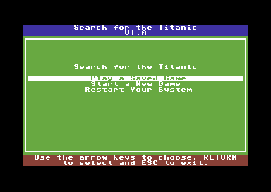 Search For The Titanic screenshot 3 for Commodore 64